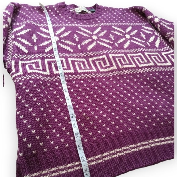 Giani vintage very thick 100% wool sweater made In Italy purple white - Picture 4 of 7